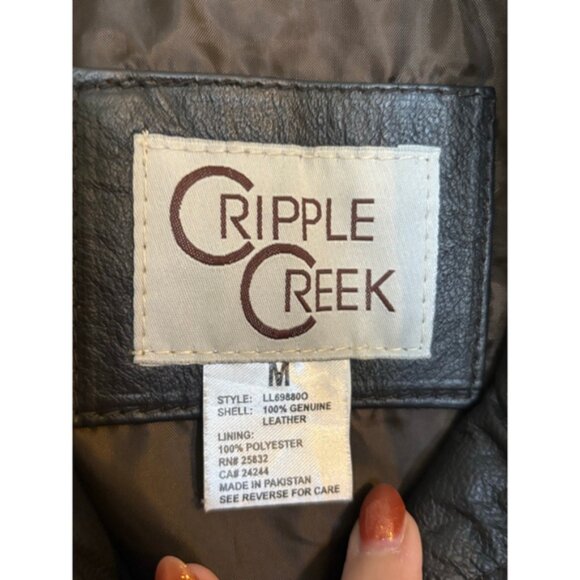 Cripple Creek Distressed Brown Leather Jacket Women’s Medium Qtr Horse Congress - Picture 7 of 12